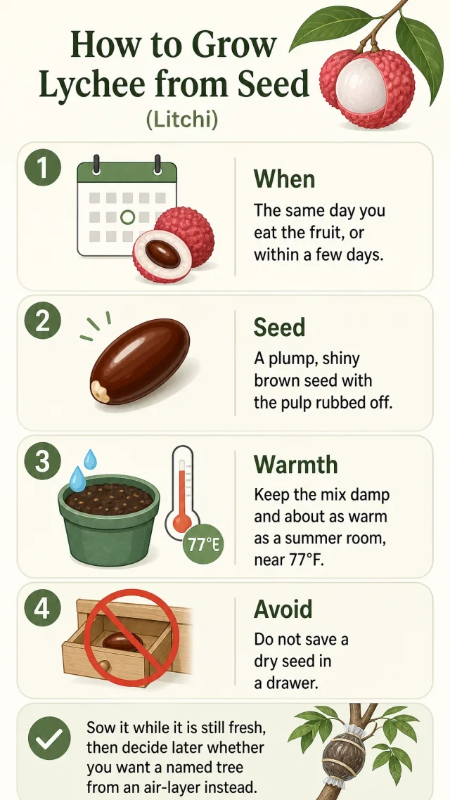How to Grow Lychee from Seed care summary diagram