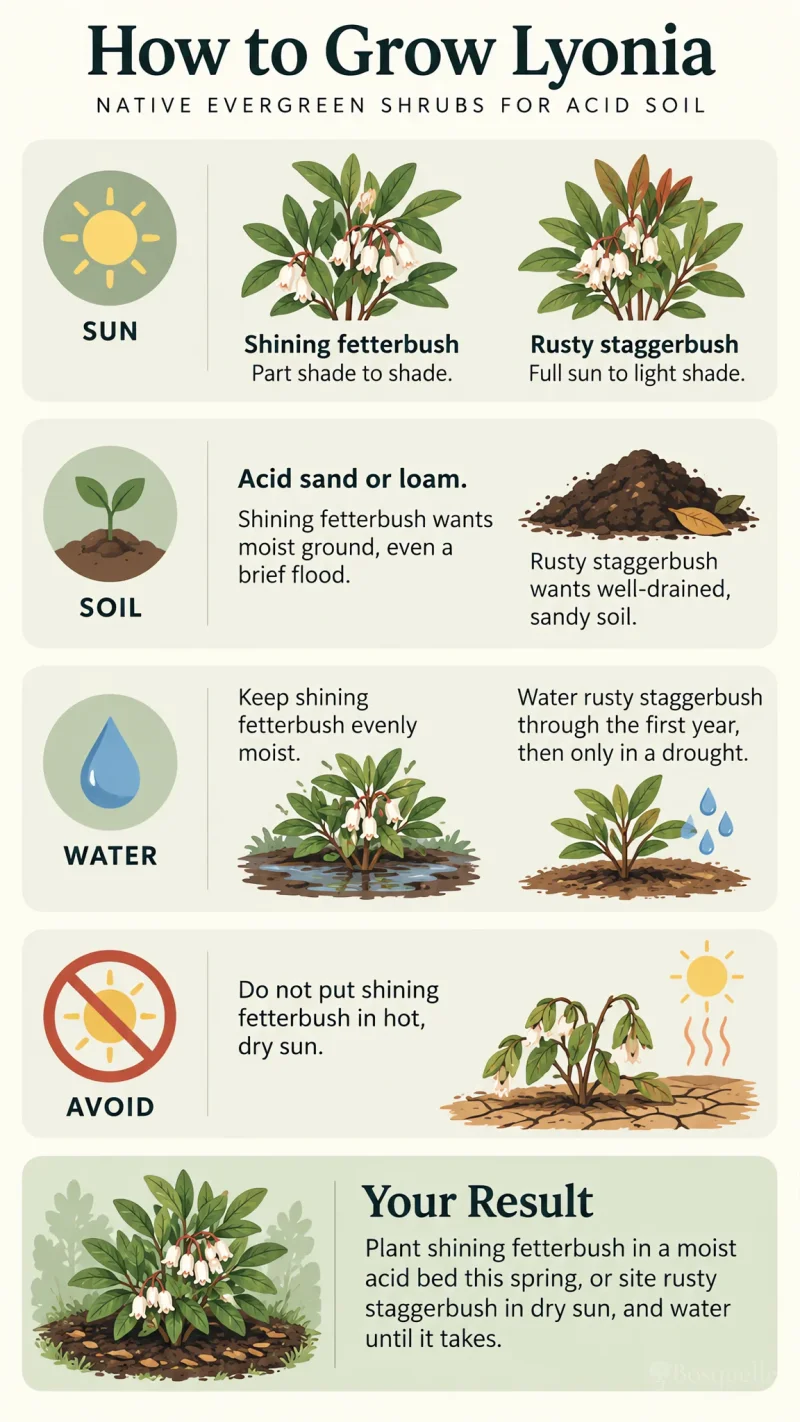 How to Grow Lyonia care summary diagram