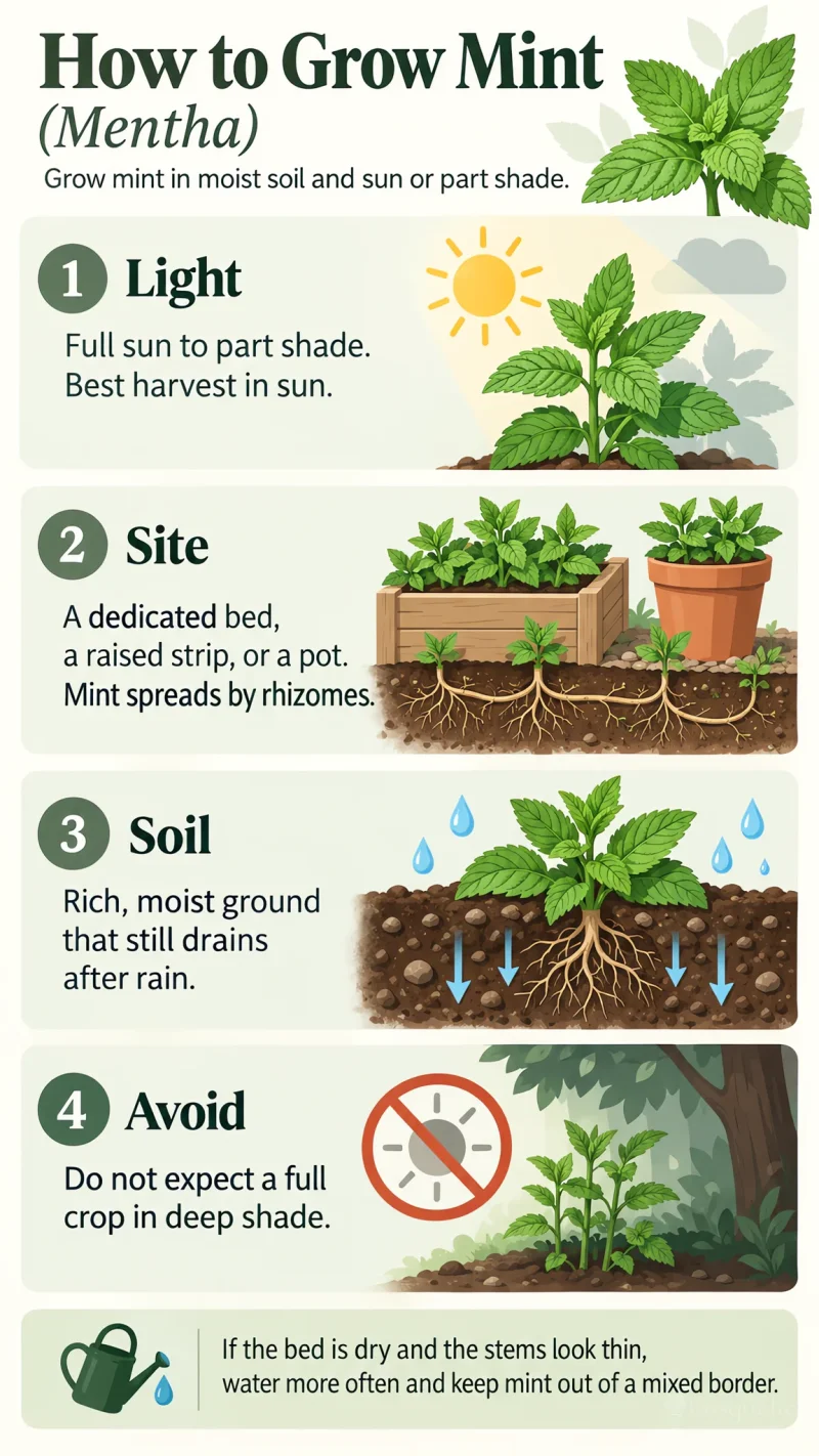 How to Grow Mint care summary diagram