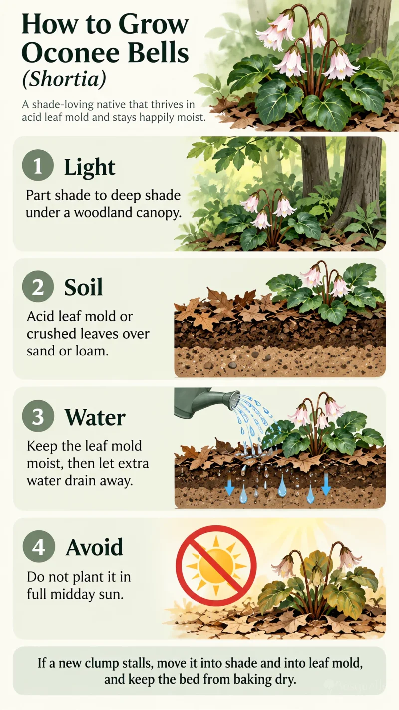 How to Grow Oconee Bells care summary diagram