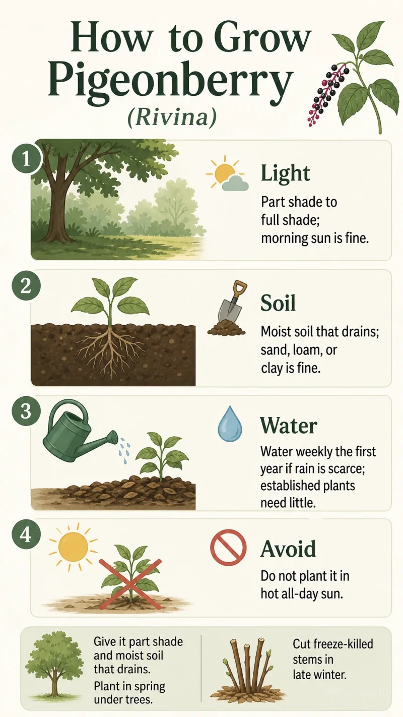 How to Grow Pigeonberry care summary diagram