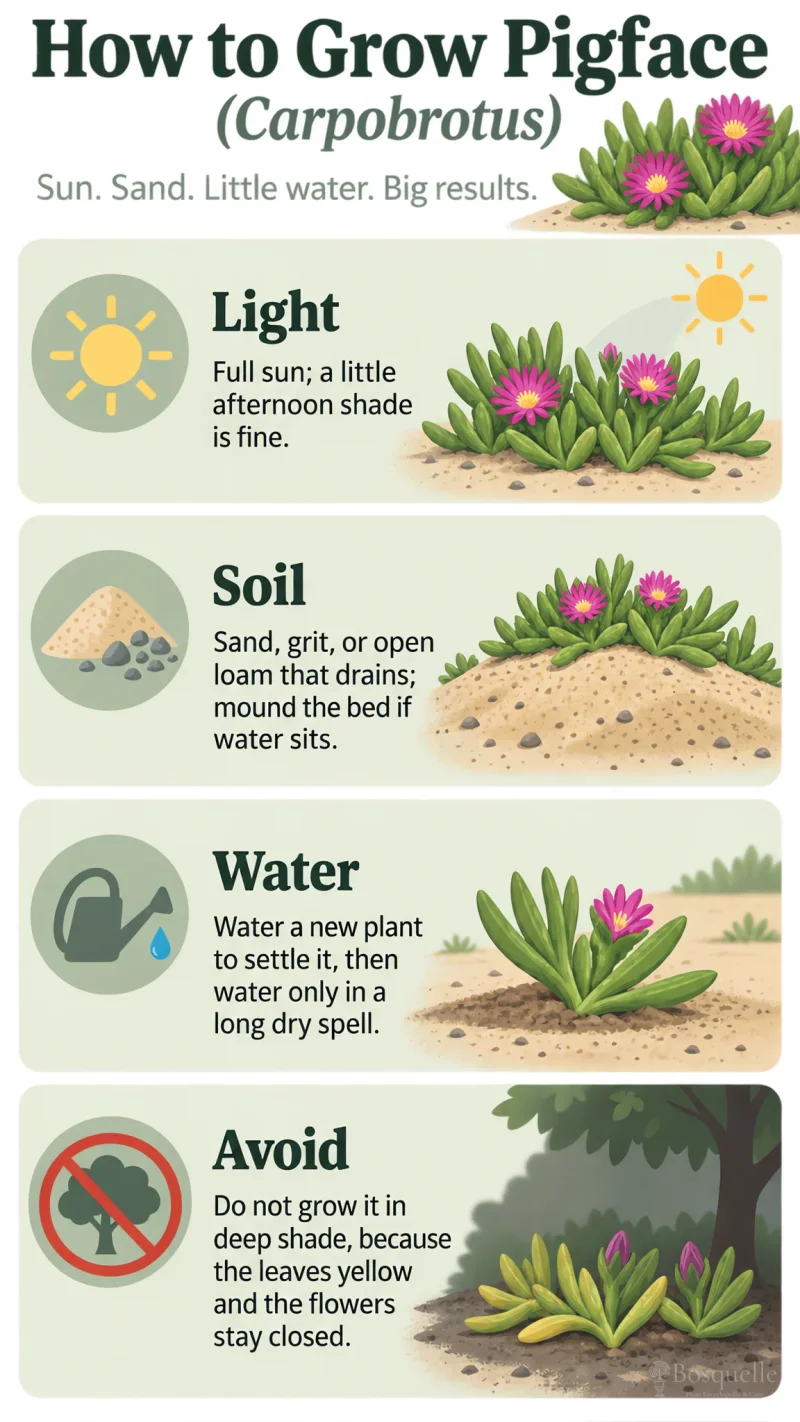 How to Grow Pigface care summary diagram