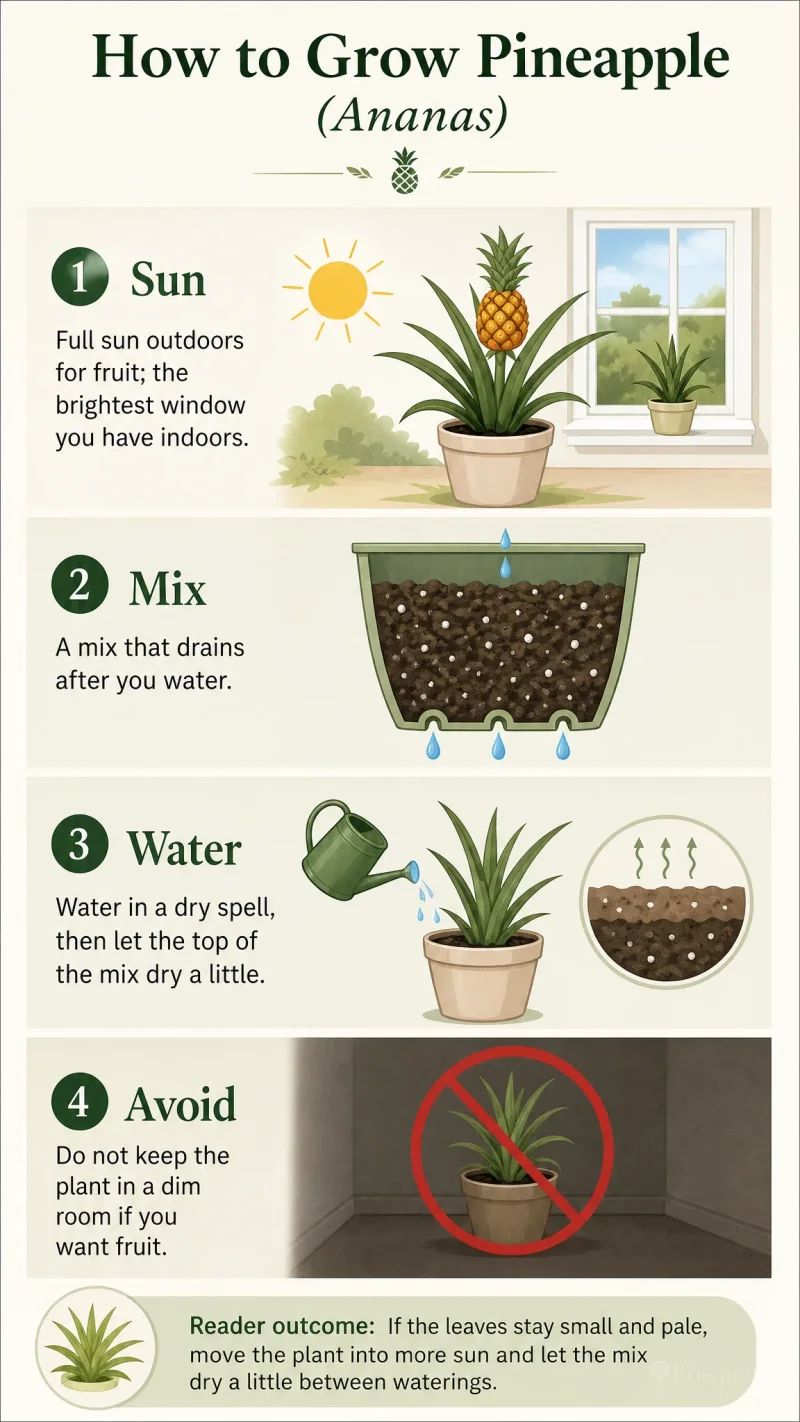 How to Grow Pineapple care summary diagram
