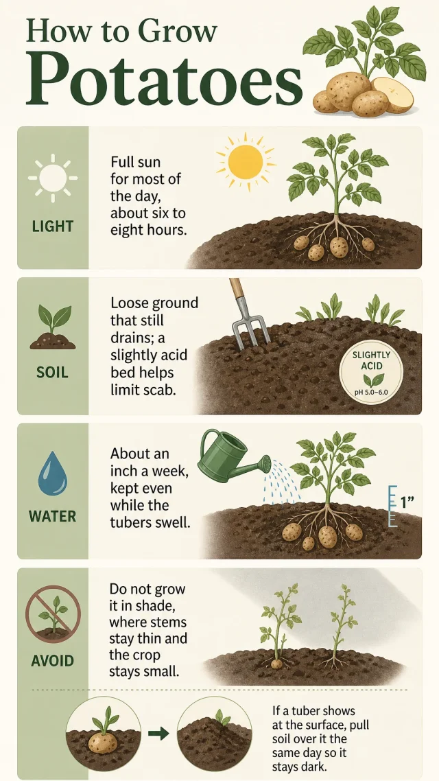 How to Grow Potatoes care summary diagram