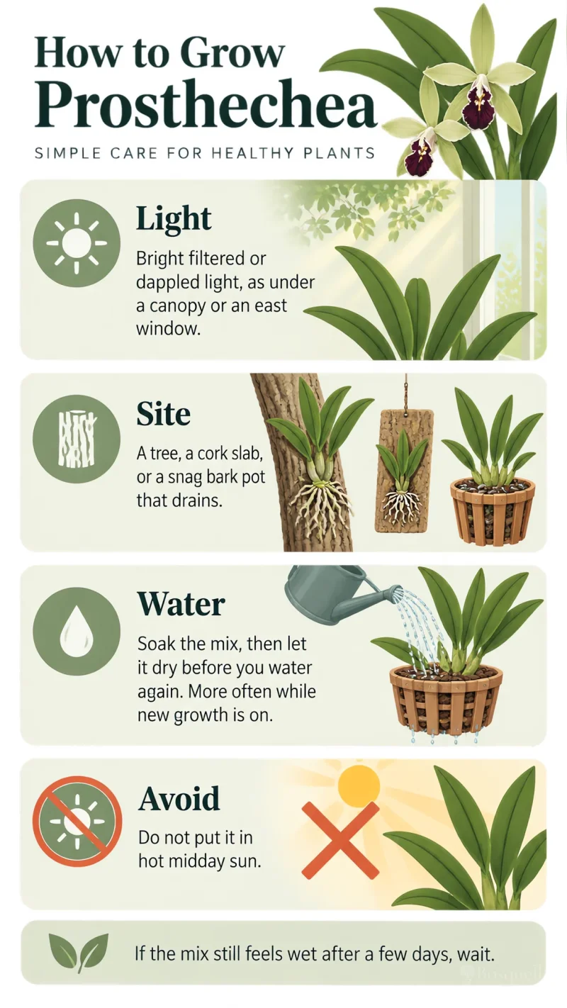 How to Grow Prosthechea care summary diagram