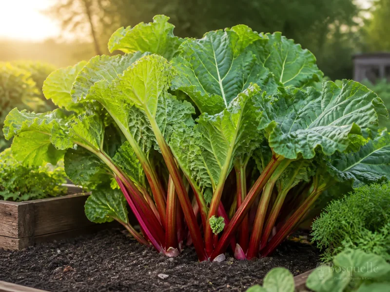 Grow and Care for Rhubarb guide illustration