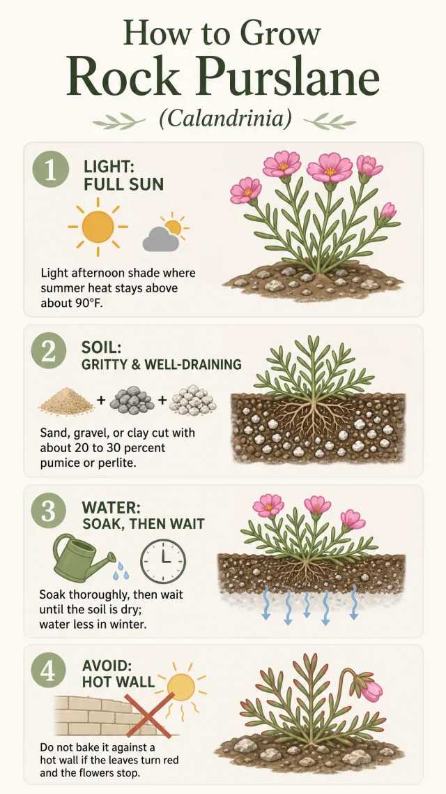 How to Grow Rock Purslane care summary diagram