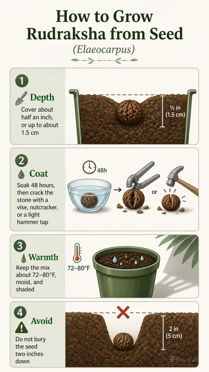How to Grow Rudraksha from Seed care summary diagram
