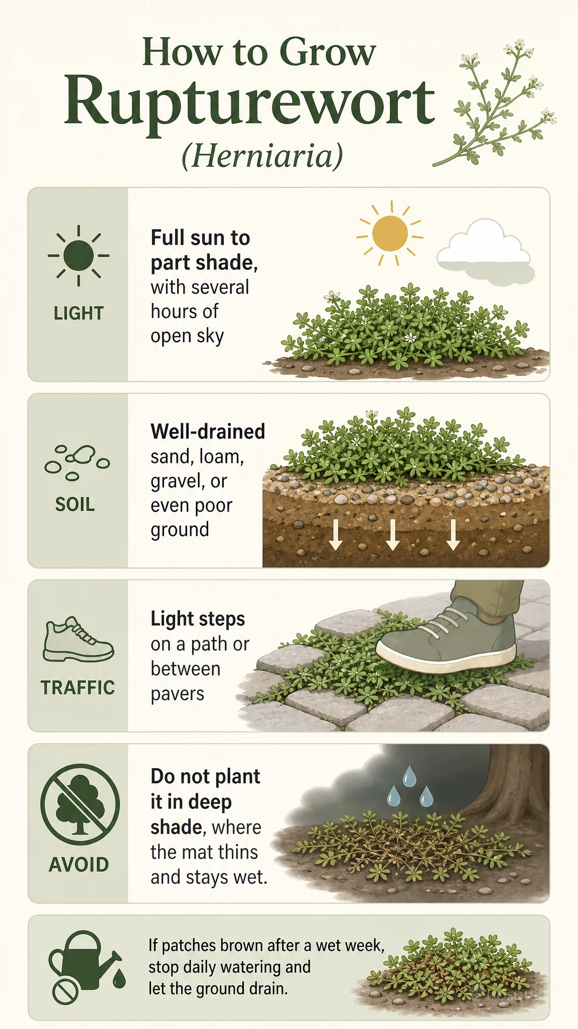 How to Grow Rupturewort care summary diagram