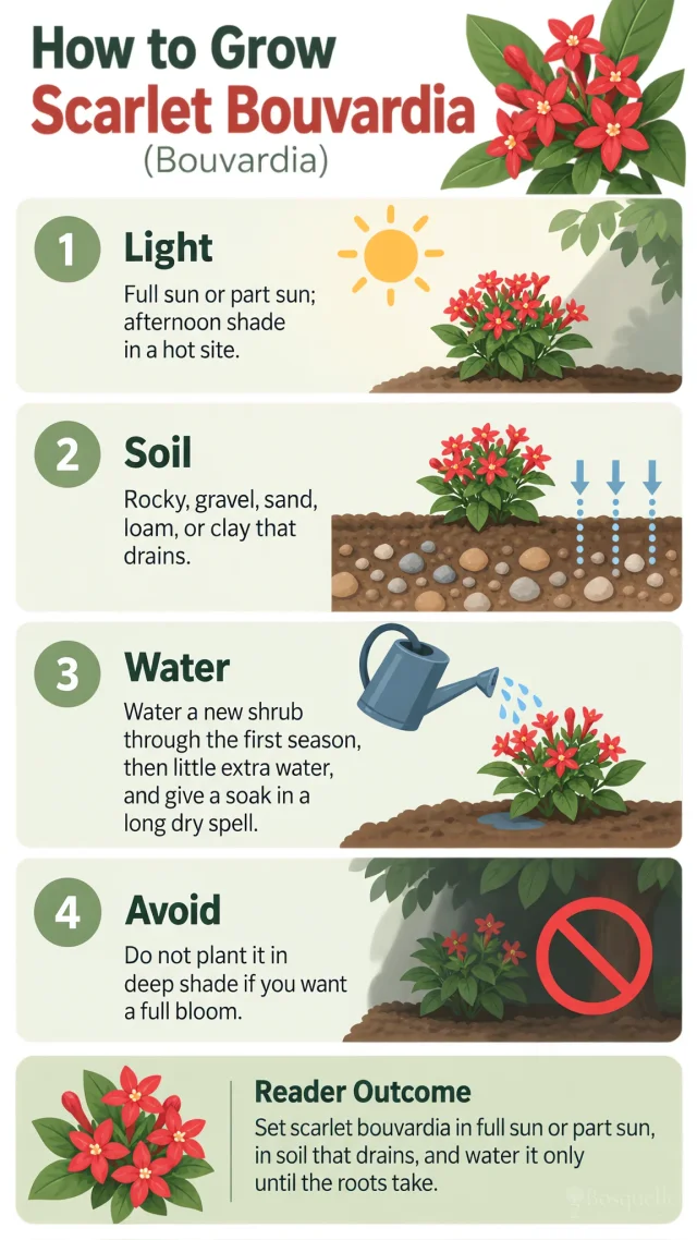 How to Grow Scarlet Bouvardia care summary diagram