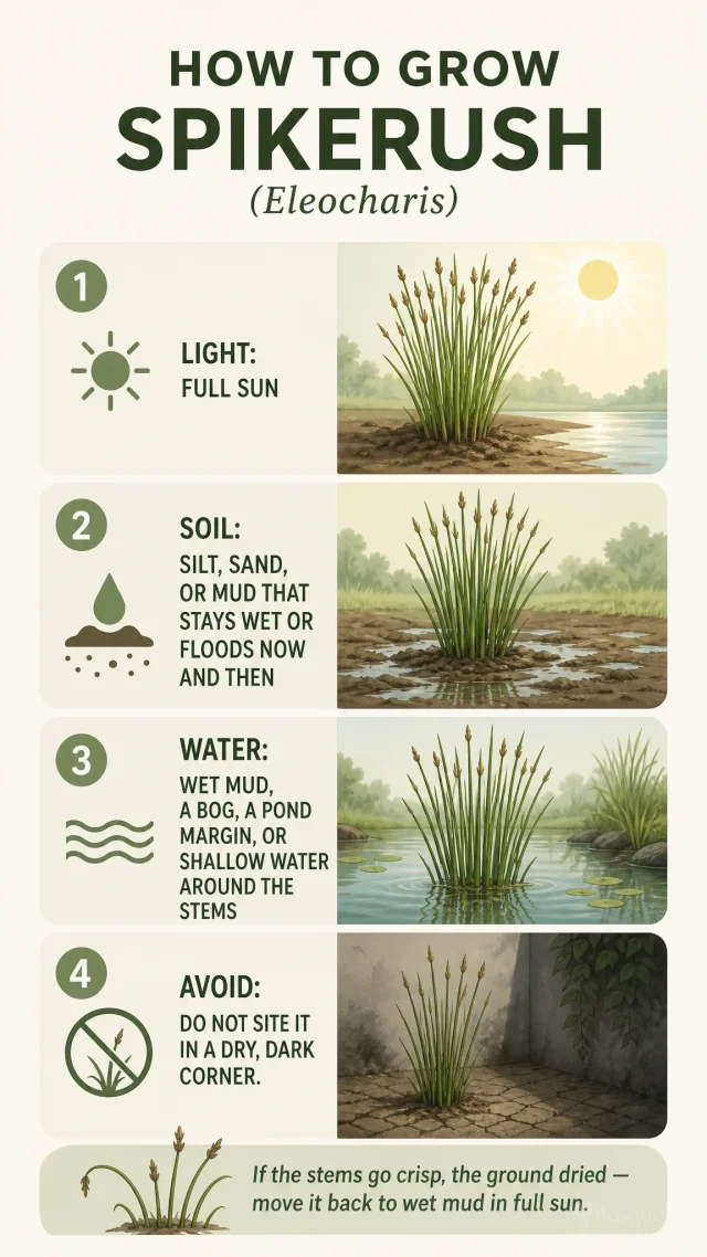 How to Grow Spikerush care summary diagram