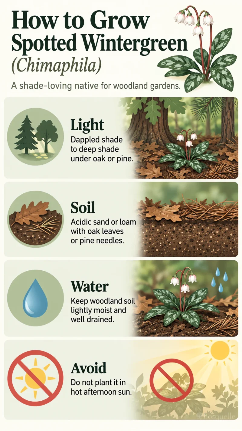How to Grow Spotted Wintergreen care summary diagram
