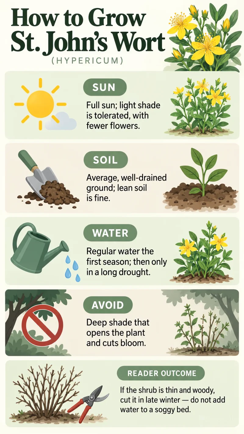 How to Grow St. John's Wort care summary diagram