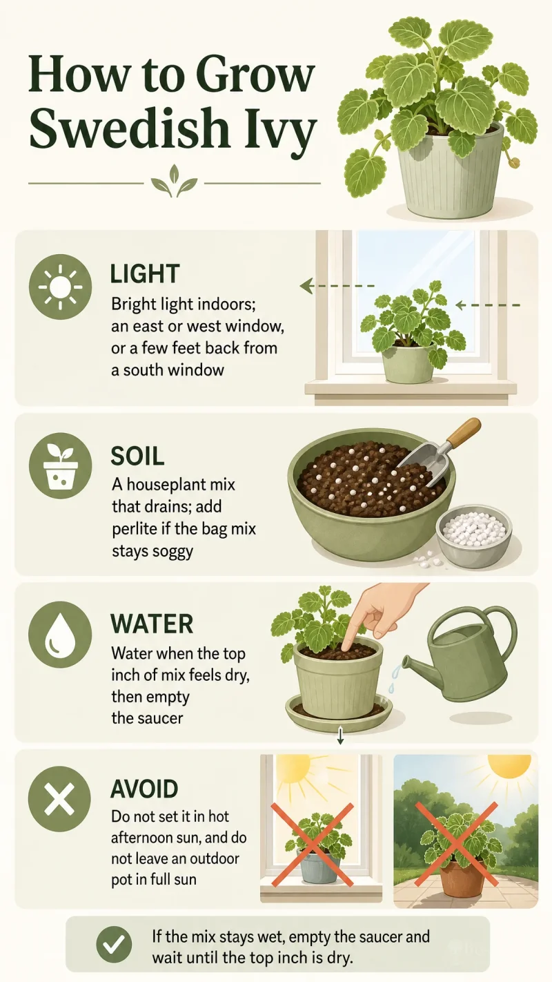 How to Grow Swedish Ivy care summary diagram
