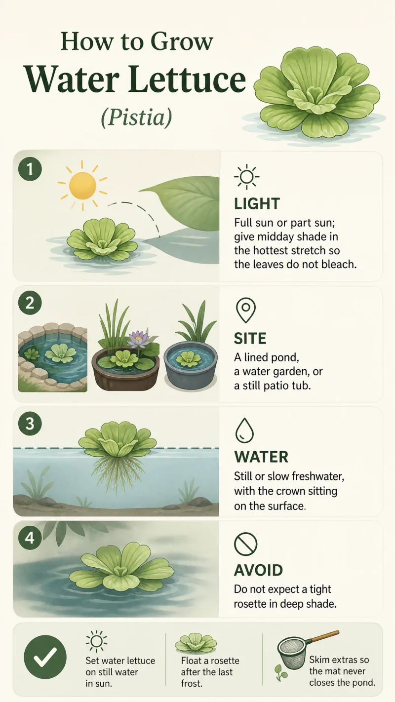 How to Grow Water Lettuce care summary diagram