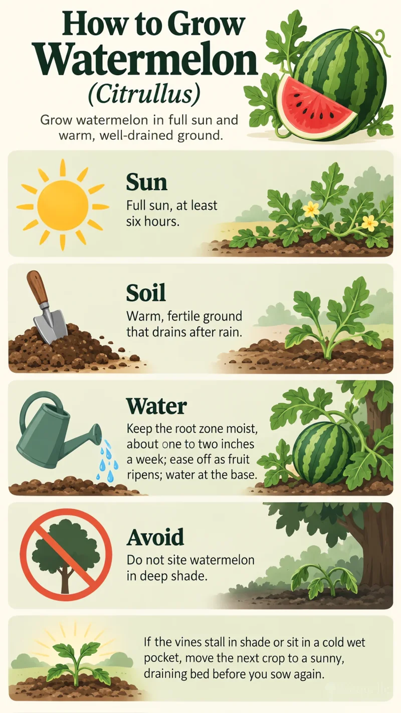 How to Grow Watermelon care summary diagram