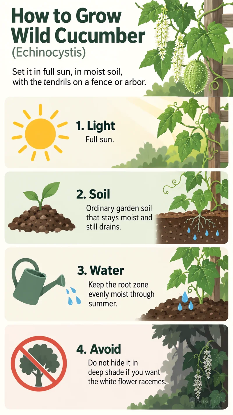 How to Grow Wild Cucumber care summary diagram