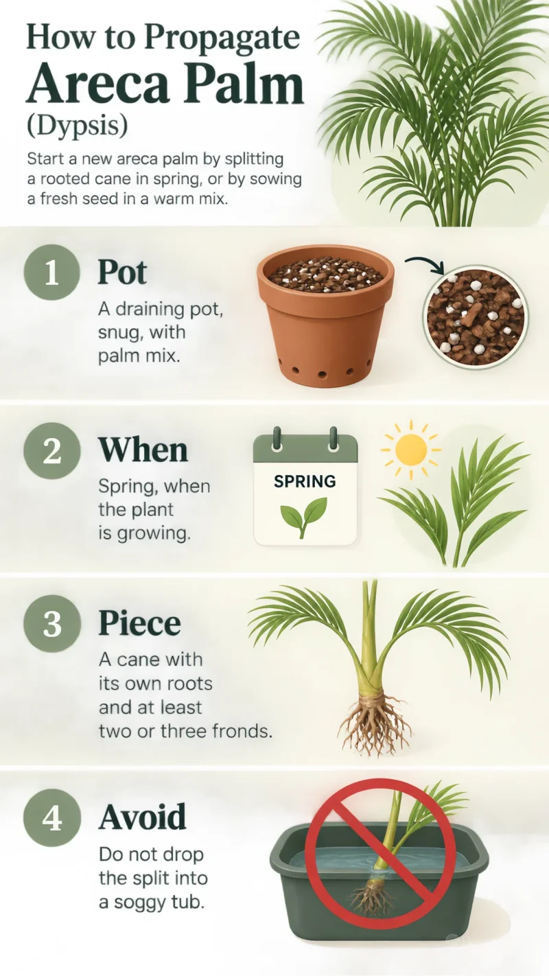 How to Propagate Areca Palm care summary diagram