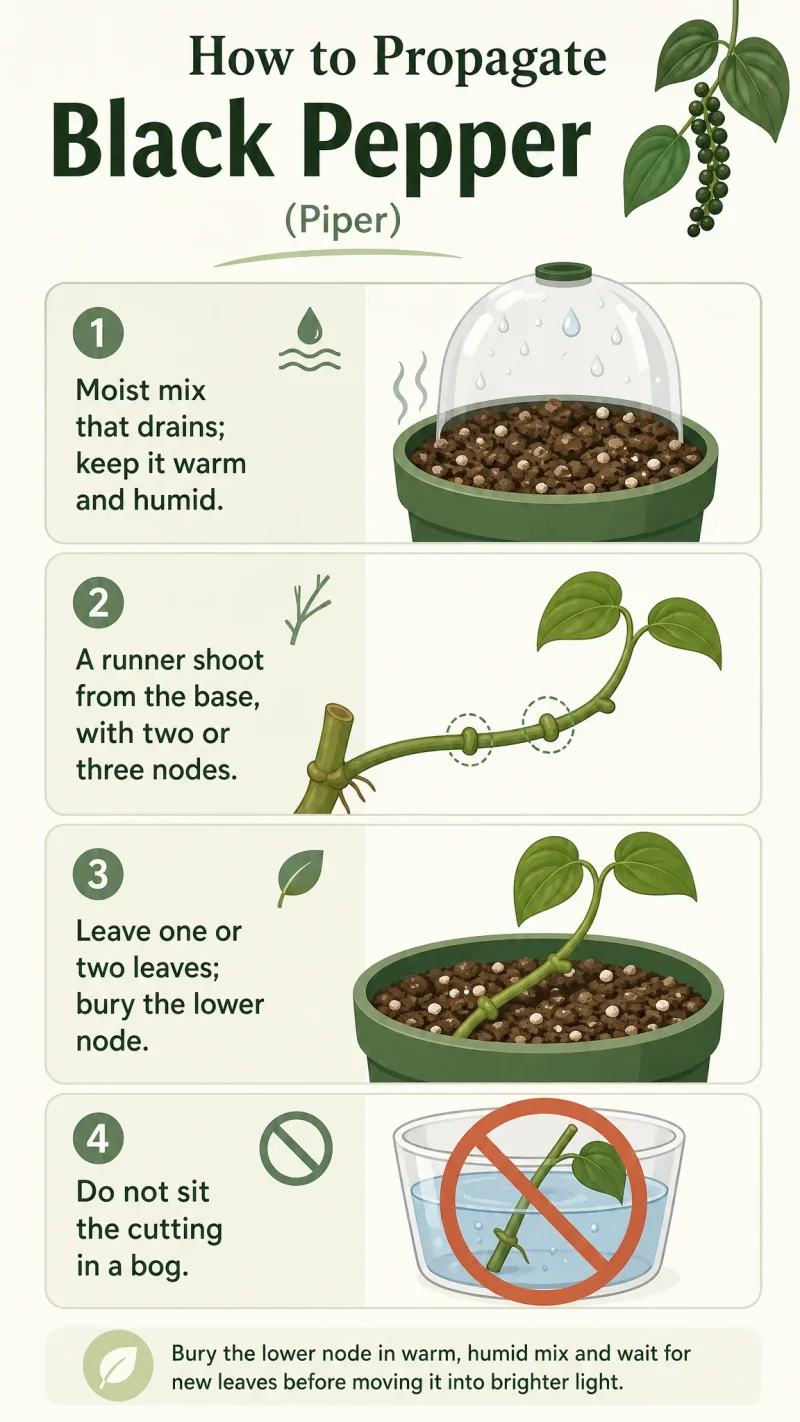 How to Propagate Black Pepper care summary diagram