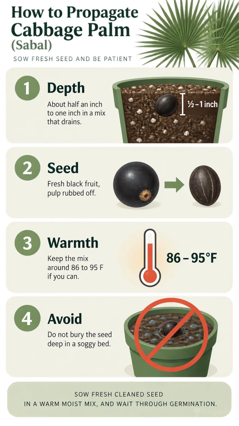 How to Propagate Cabbage Palm care summary diagram