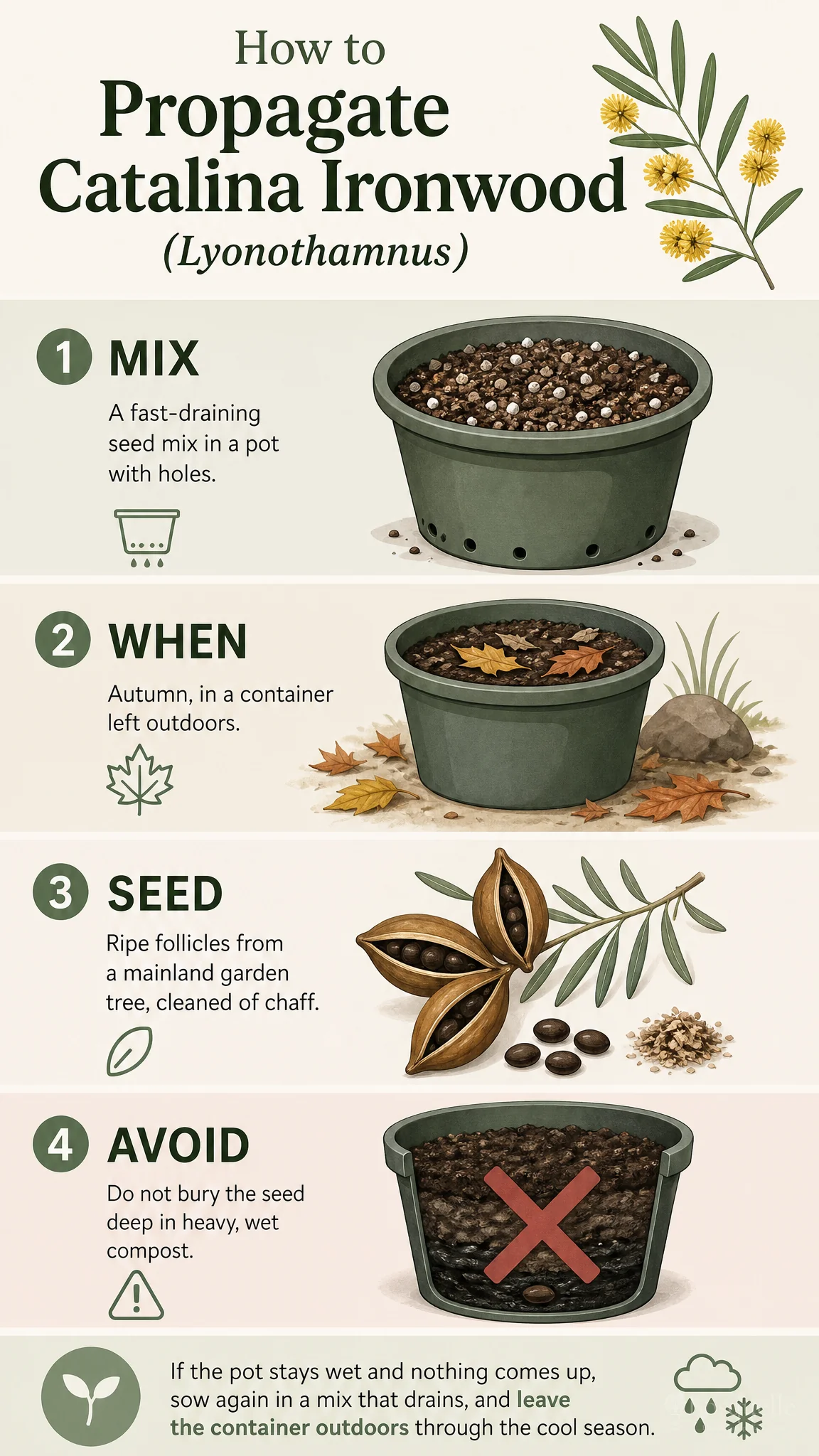 How to Propagate Catalina Ironwood care summary diagram