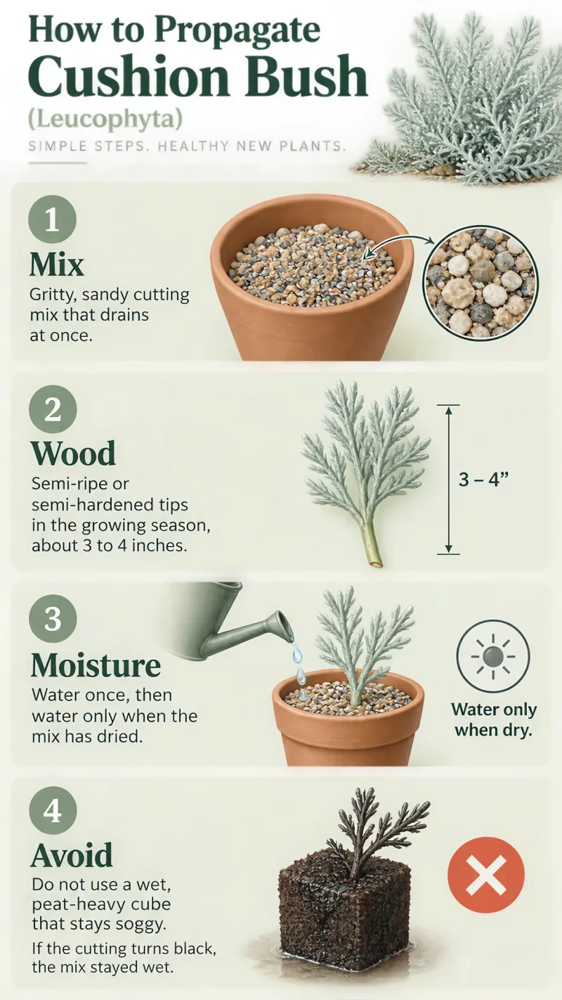 How to Propagate Cushion Bush care summary diagram