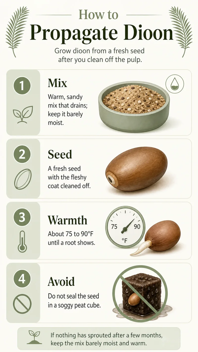 How to Propagate Dioon care summary diagram