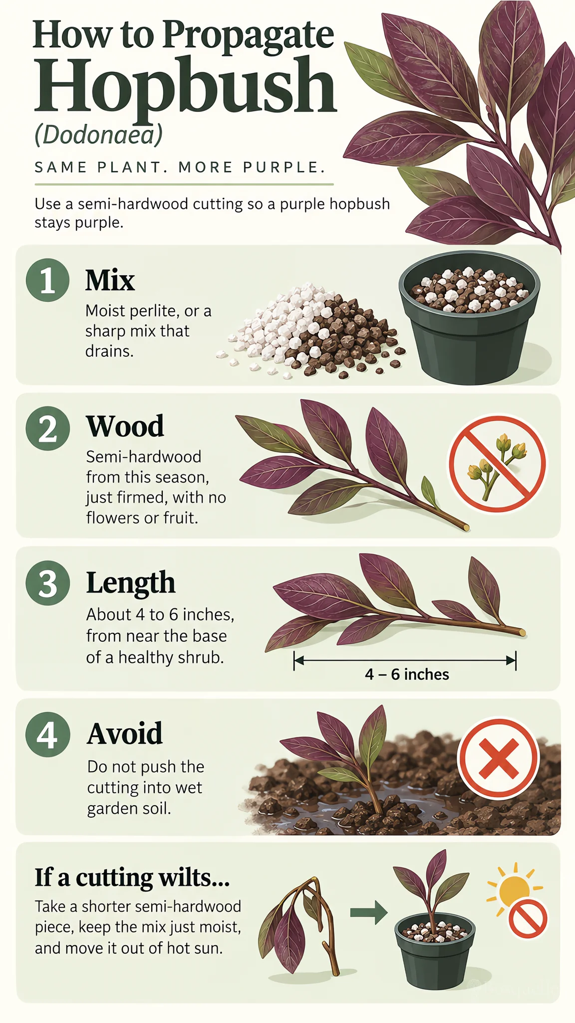 How to Propagate Hopbush care summary diagram