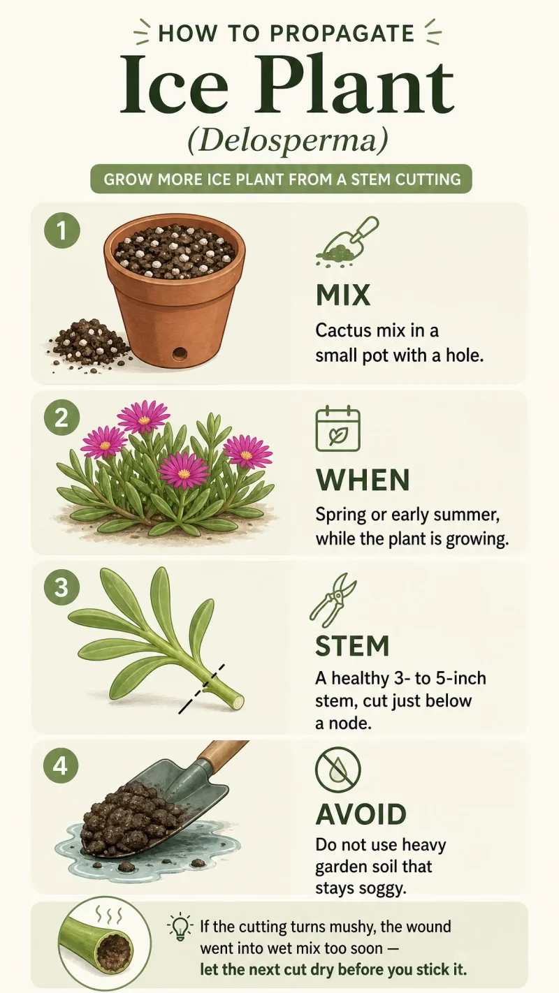 How to Propagate Ice Plant care summary diagram