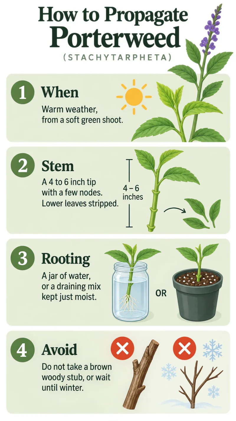 How to Propagate Porterweed care summary diagram