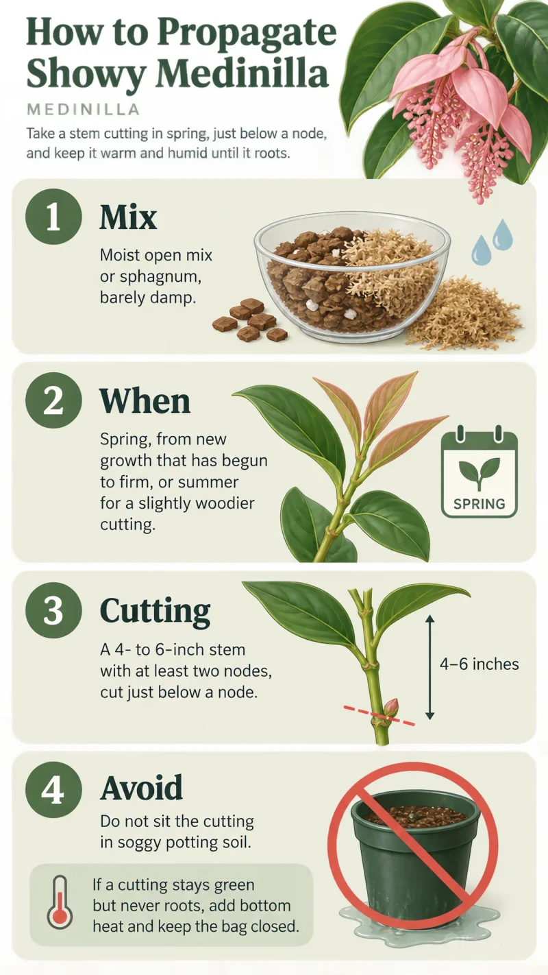 How to Propagate Showy Medinilla care summary diagram
