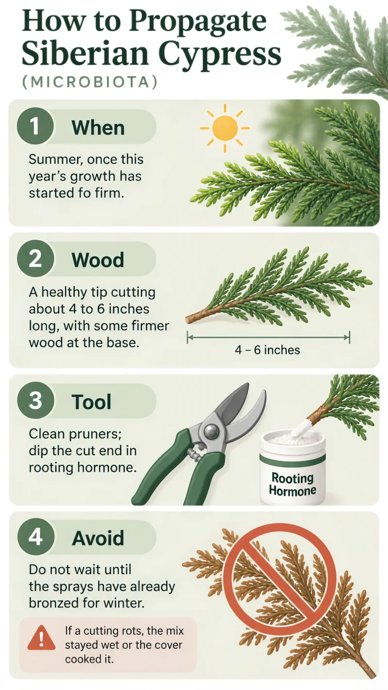 How to Propagate Siberian Cypress care summary diagram