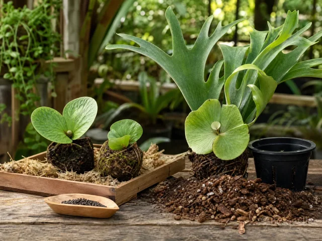 Propagate Staghorn Fern From a Pup With Roots guide illustration