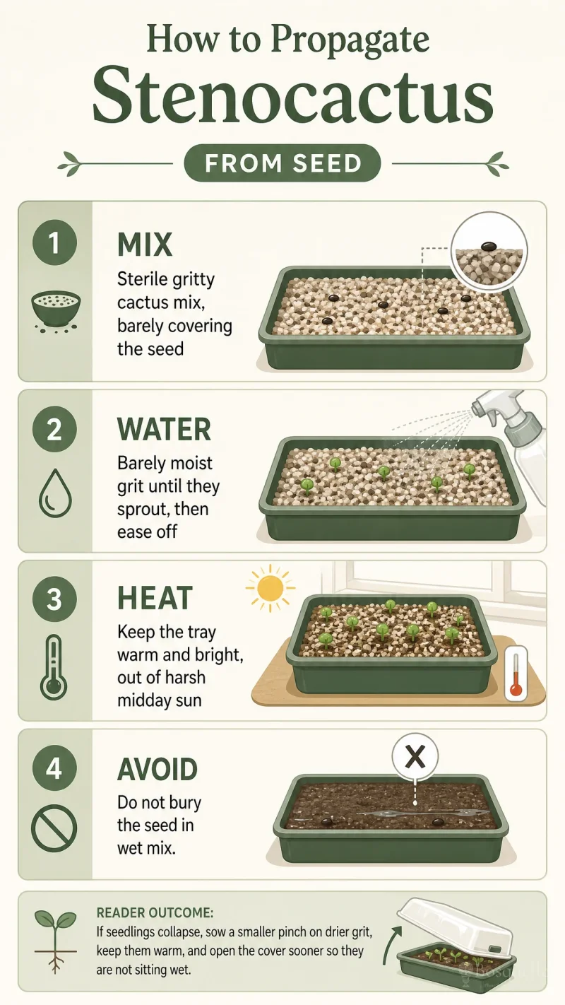 How to Propagate Stenocactus care summary diagram