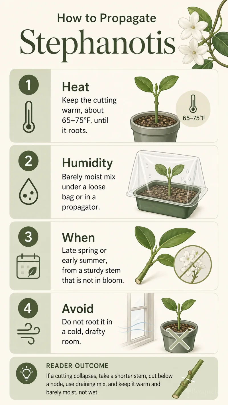How to Propagate Stephanotis care summary diagram