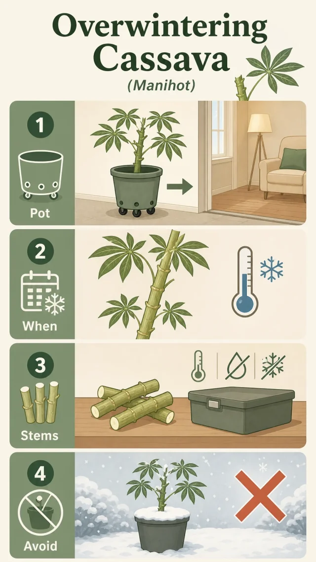 Overwintering Cassava care summary diagram