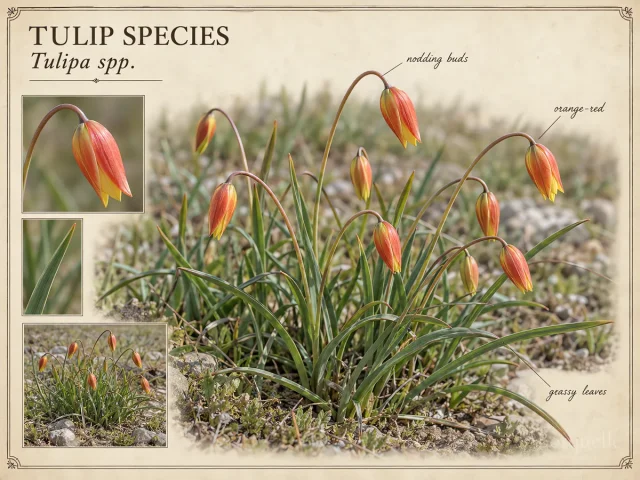 Tulip Species (Botanical tulips open early, are close to the ground, and flower beautifully)
