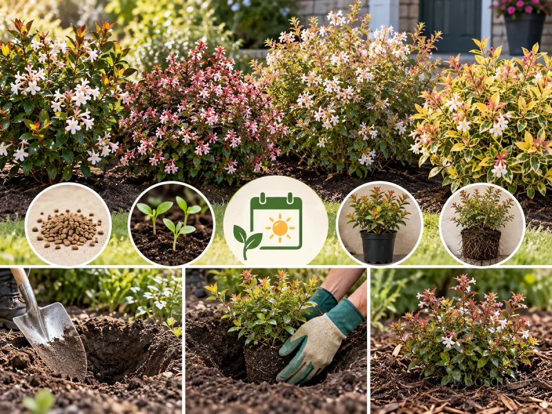 Plant Abelia – Root Ball Even With the Soil guide illustration