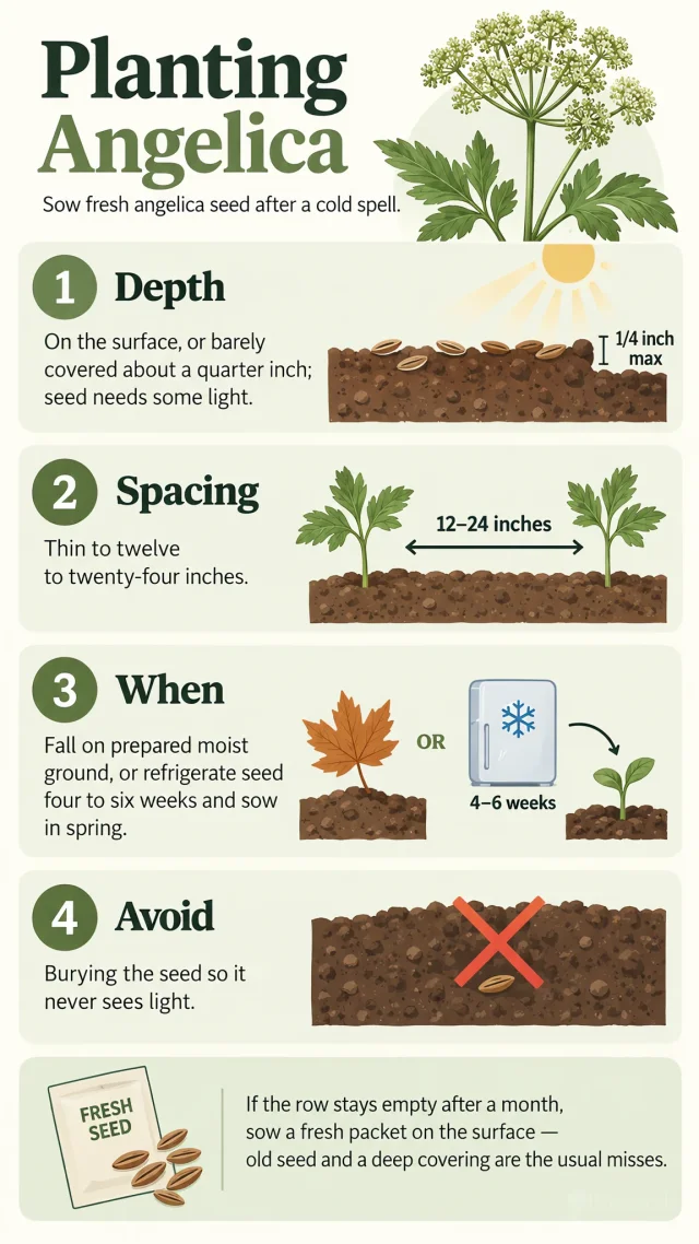Planting Angelica care summary diagram