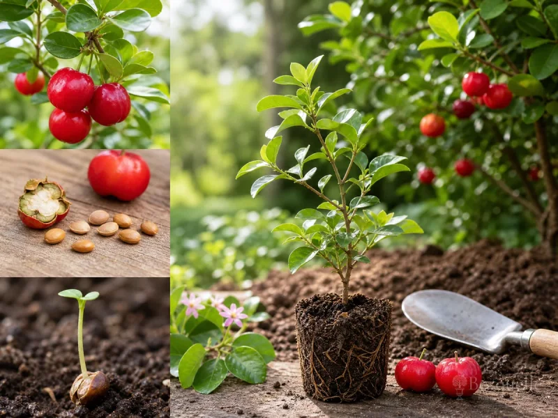 Plant Barbados Cherry – In Spring at Bag Depth guide illustration