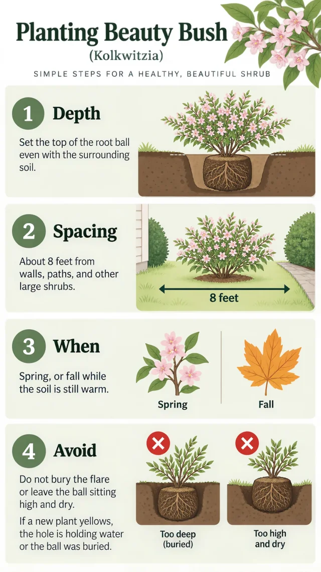 Planting Beauty Bush care summary diagram
