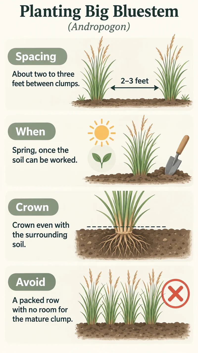 Planting Big Bluestem care summary diagram