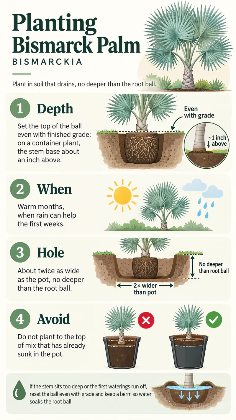 Planting Bismarck Palm care summary diagram