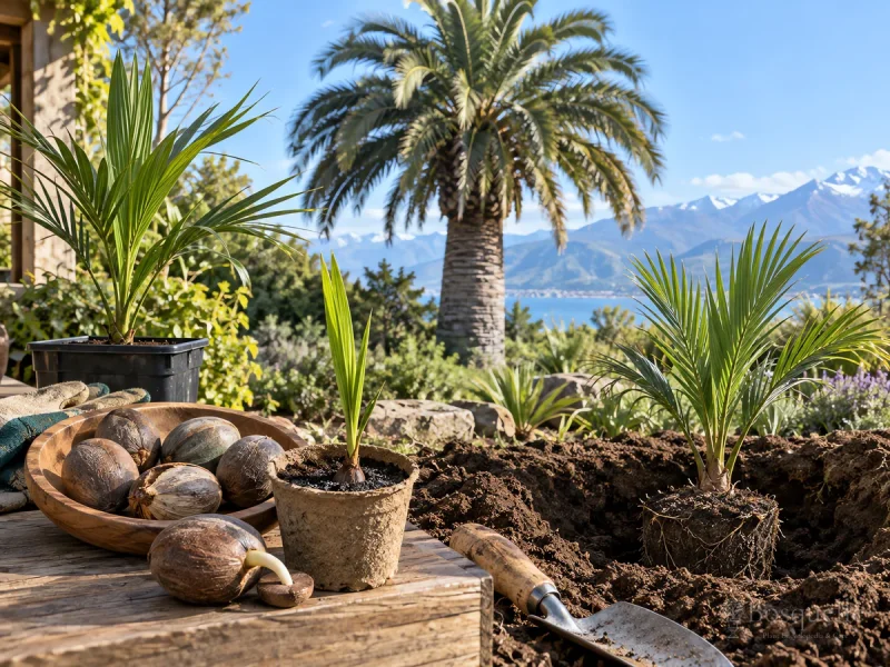 Plant Chilean Wine Palm – Root Ball Depth guide illustration