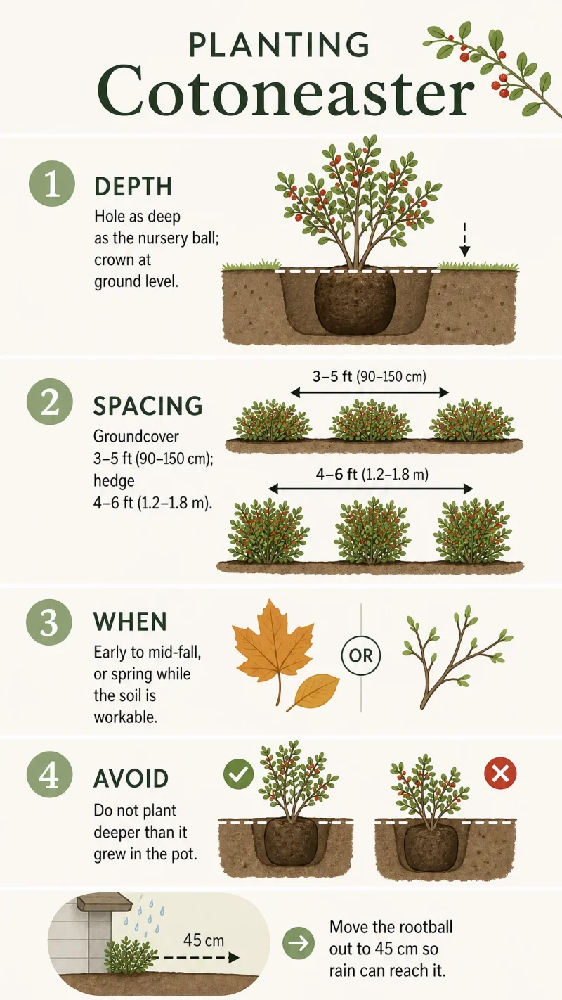 Planting Cotoneaster care summary diagram