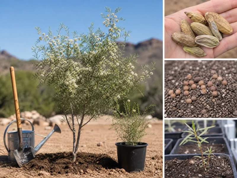 Plant Desert Ironwood – Fall, Flare at Grade guide illustration