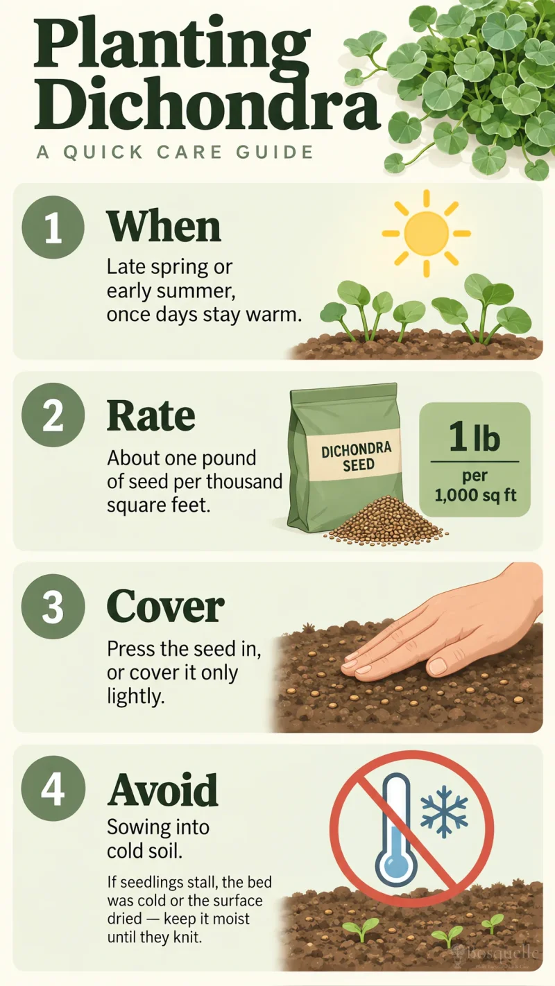 Planting Dichondra care summary diagram