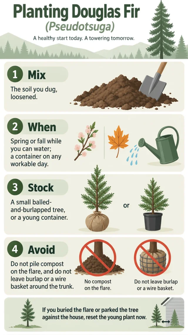Planting Douglas Fir care summary diagram