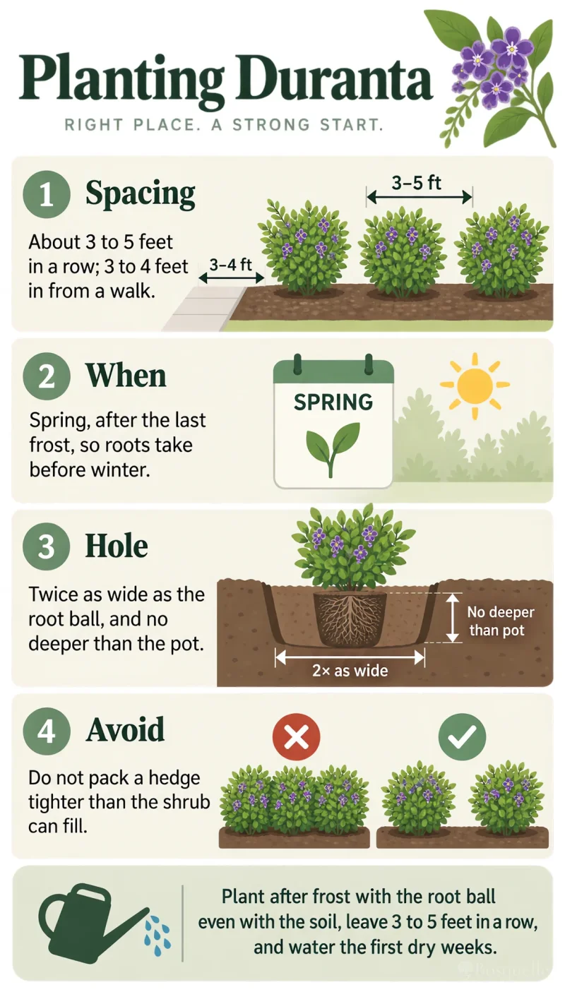 Planting Duranta care summary diagram