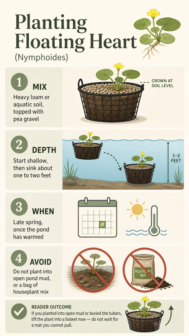 Planting Floating Heart care summary diagram